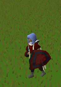 A player performing the Defence cape emote.